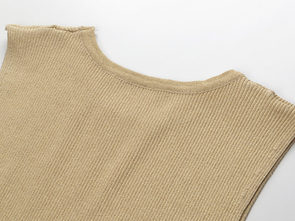 Robe Longue Tricotée Asymétrique à Franges