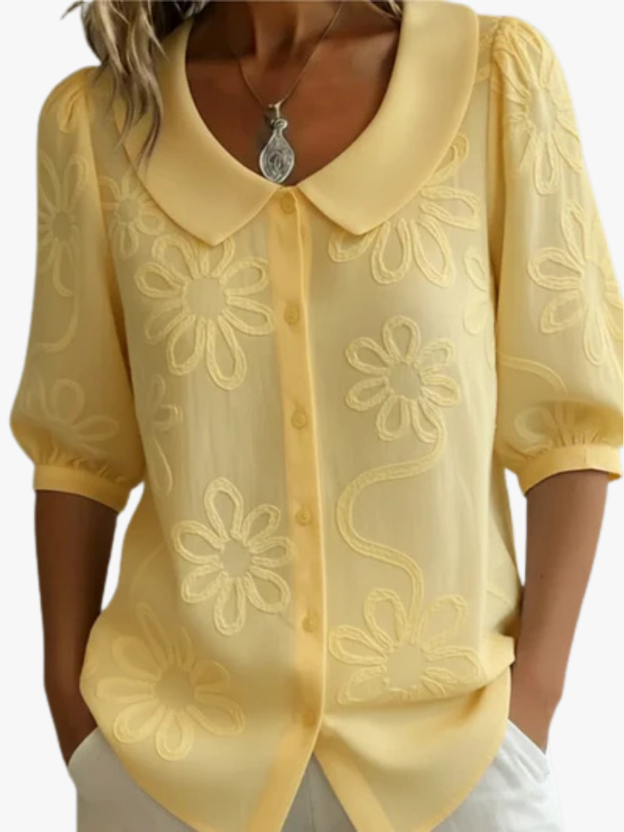 BLOUSE FLORALE COL ROND POUR FEMMES
