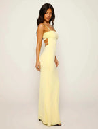 Camille | Robe Maxi Dos Nu Jaune Tendance Élégant