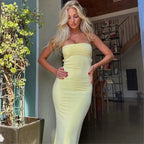 Camille | Robe Maxi Dos Nu Jaune Tendance Élégant