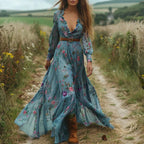 Amélie | Robe Maxi Imprimée Bohémienne Tendance Élégante