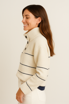 Emma | Pull en Tricot à Col Boutonné Tendance Chic