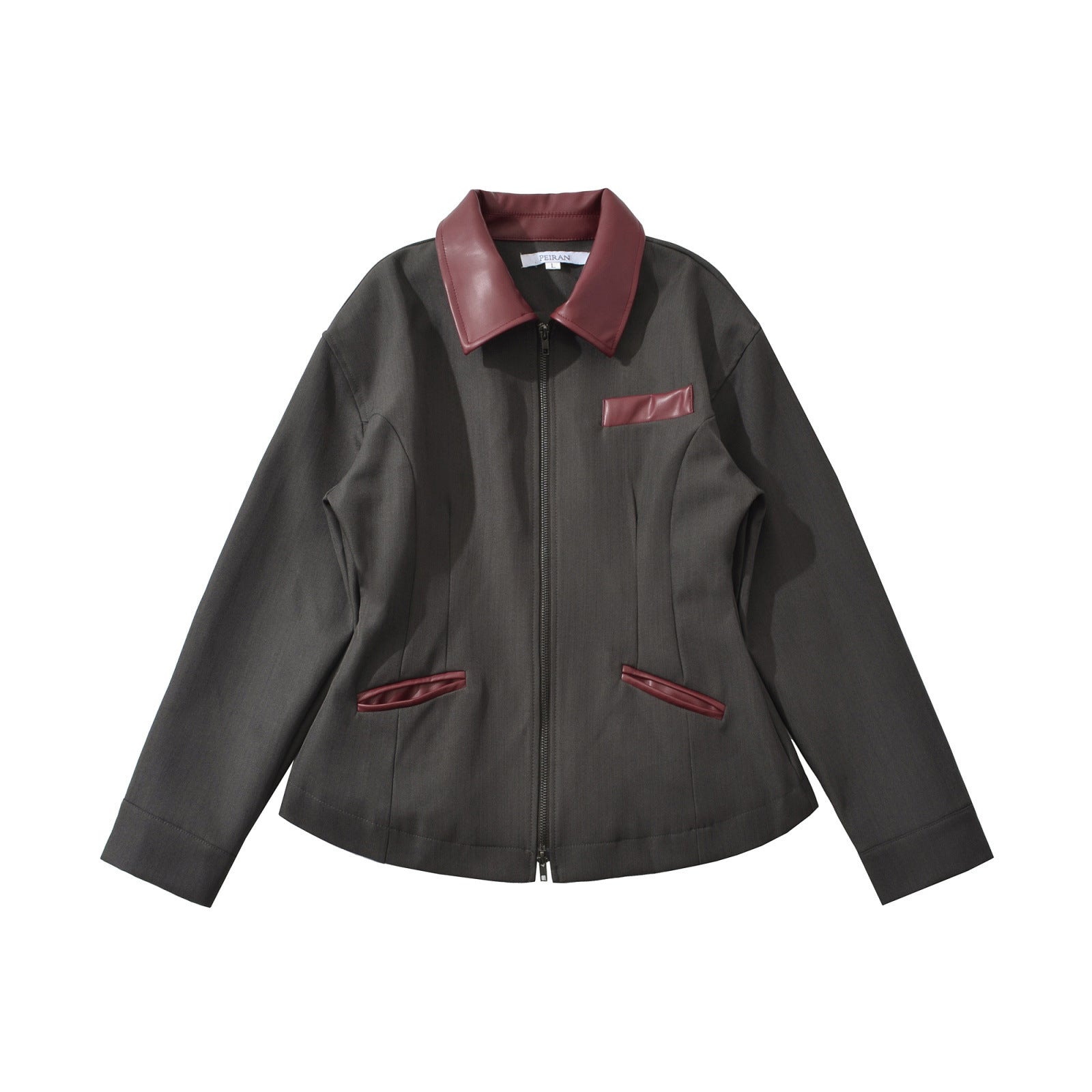 Veste Femme à Col Rabattu et Fermeture Zippée