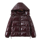 Doudoune Brillante à Capuche