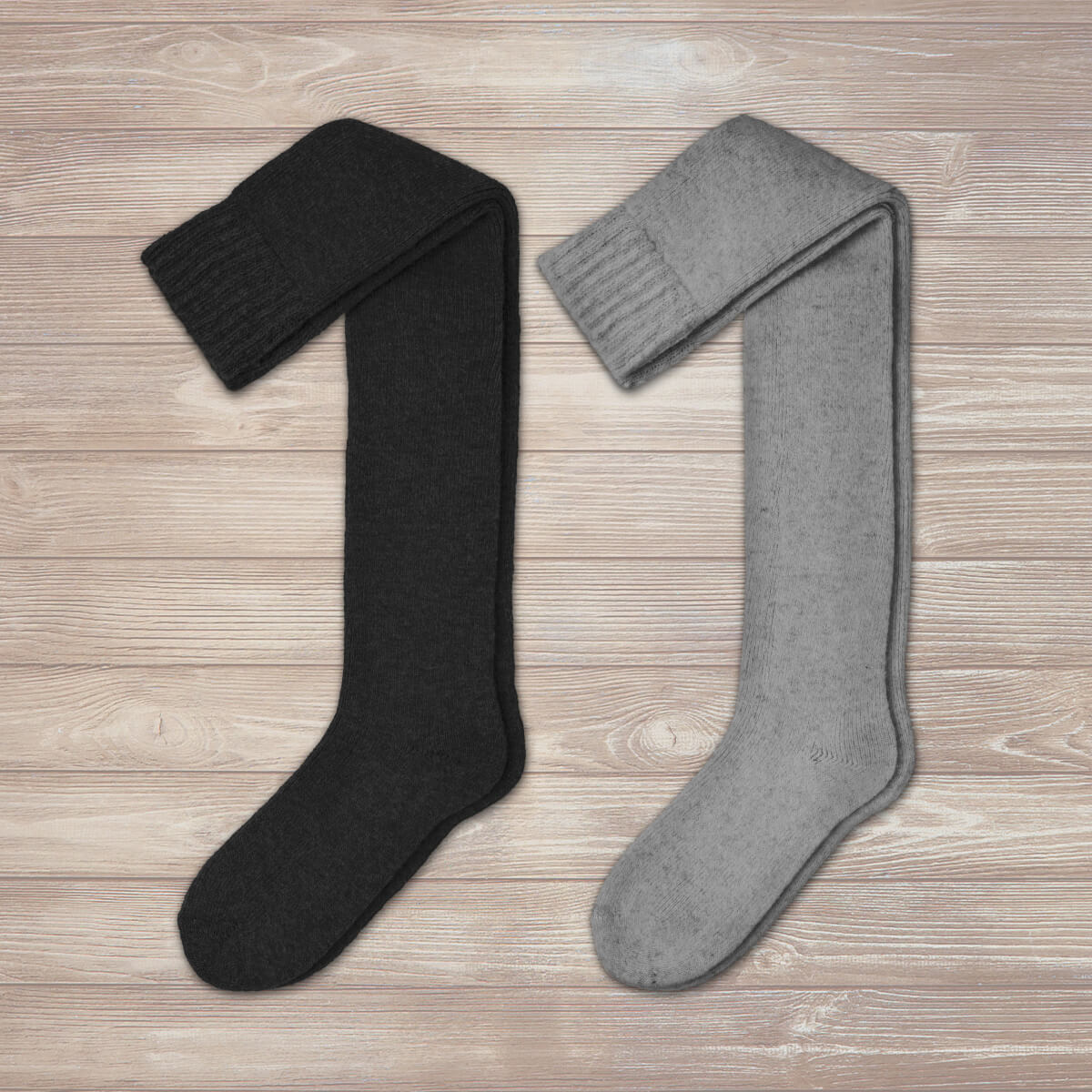 Chaussettes Charbon Longues au-dessus du Genou (Lot de 2 Paires)
