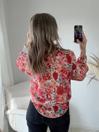 Chemise ample fleurie corail - Flora