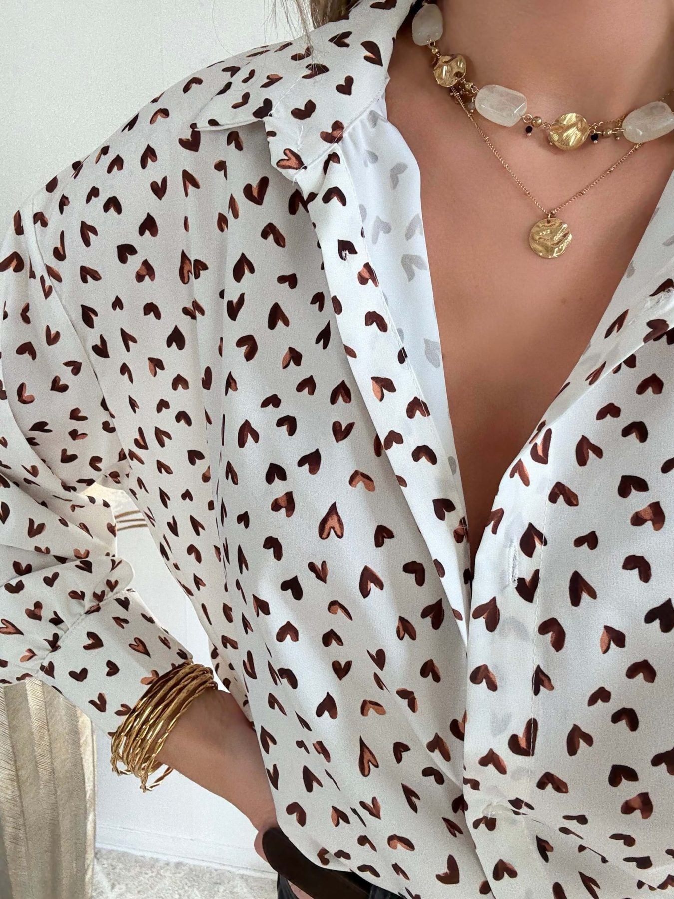 Chemise ample imprimée coeurs - Camille