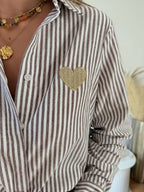 Chemise rayée café - Fily