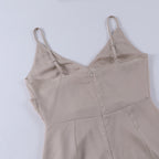Caroline - Robe Longue Satin Fendue Sexy Femme