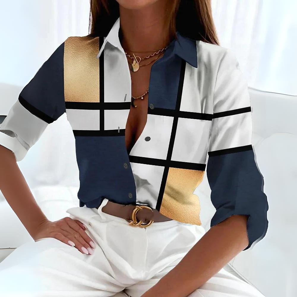 Chemise Femme Imprimée Manches Longues Boutonnée Chic - Juliette – Blanc