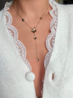 Collier cravate fleurs dorés