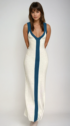 Camille | Robe Maxi Cocktail à Col V Tendance Élégant