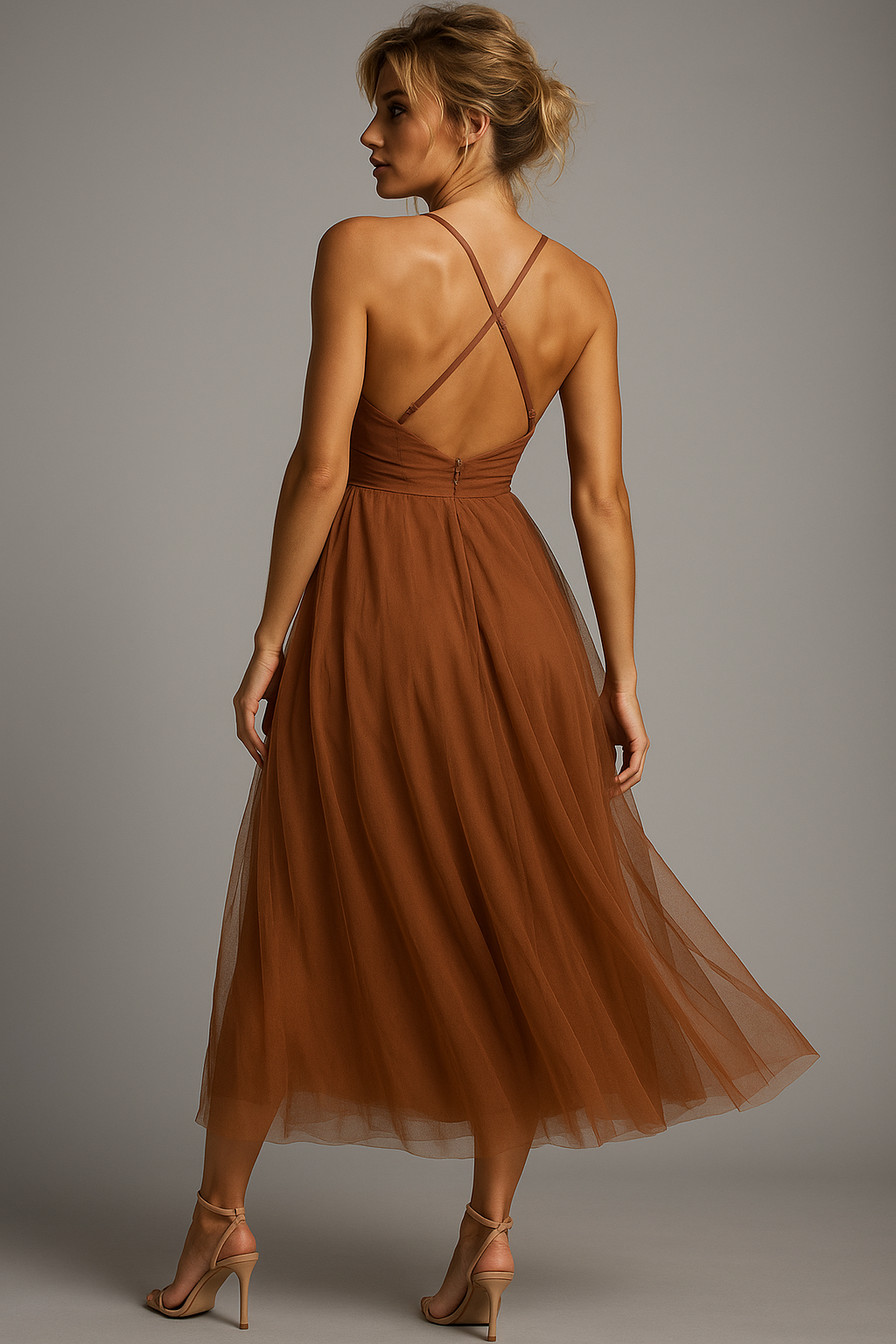 Clara | Robe Midi Chiffon Corset Tendance Élégante