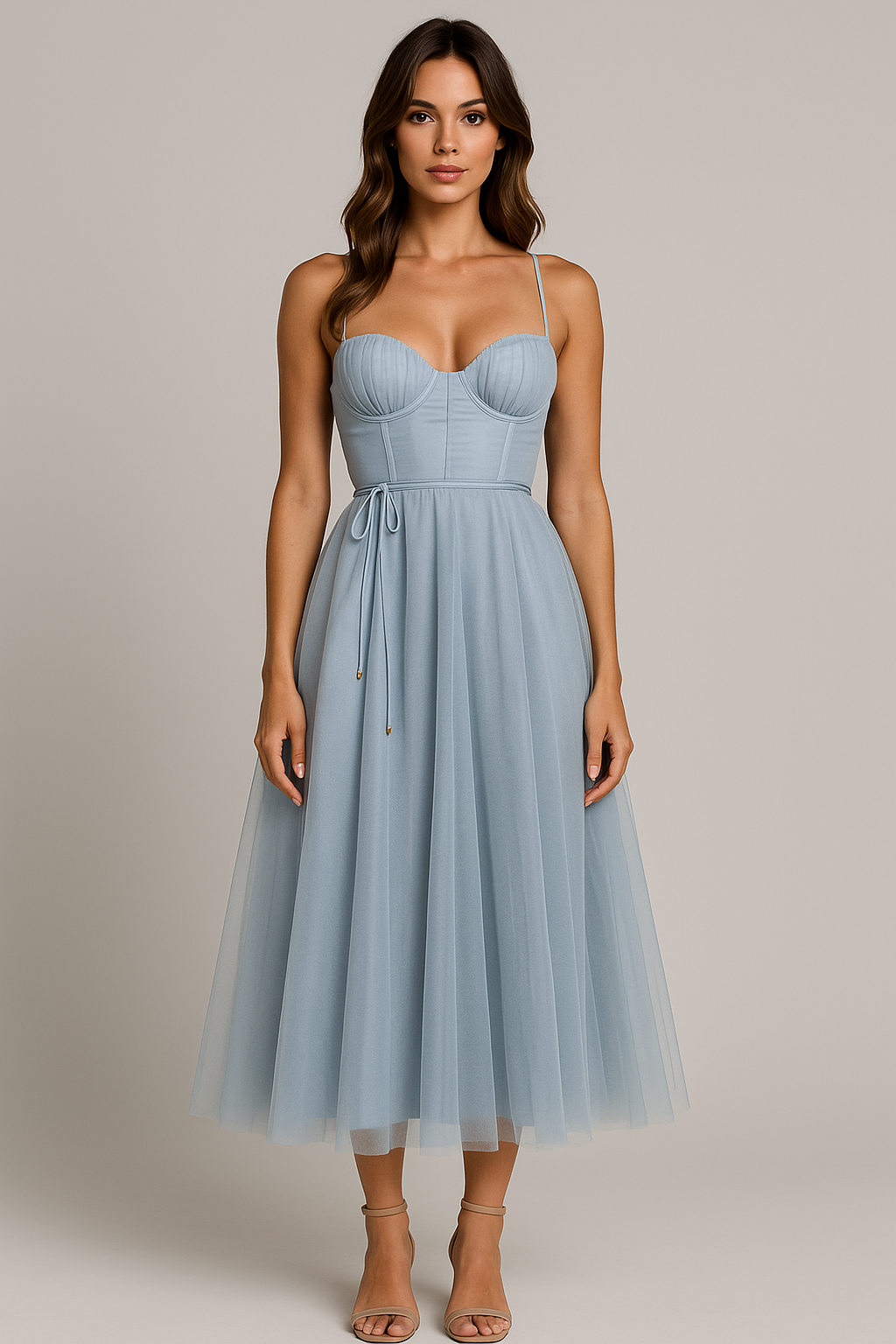 Clara | Robe Midi Chiffon Corset Tendance Élégante