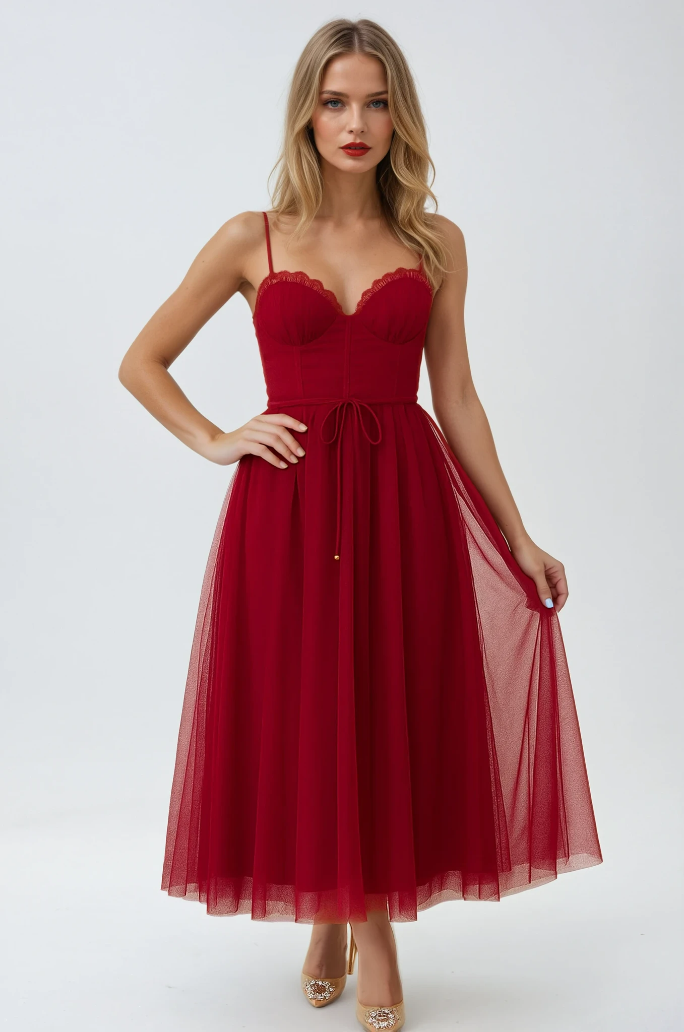 Clara | Robe Midi Chiffon Corset Tendance Élégante