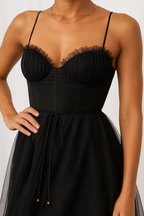 Clara | Robe Midi Chiffon Corset Tendance Élégante