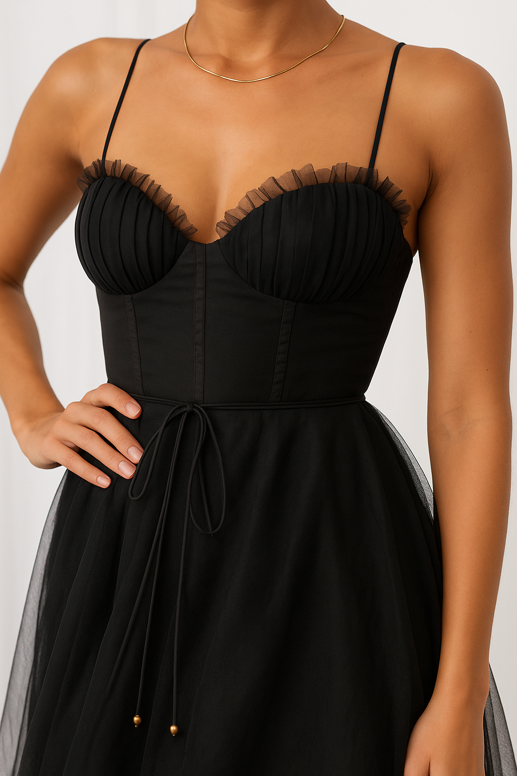 Clara | Robe Midi Chiffon Corset Tendance Élégante