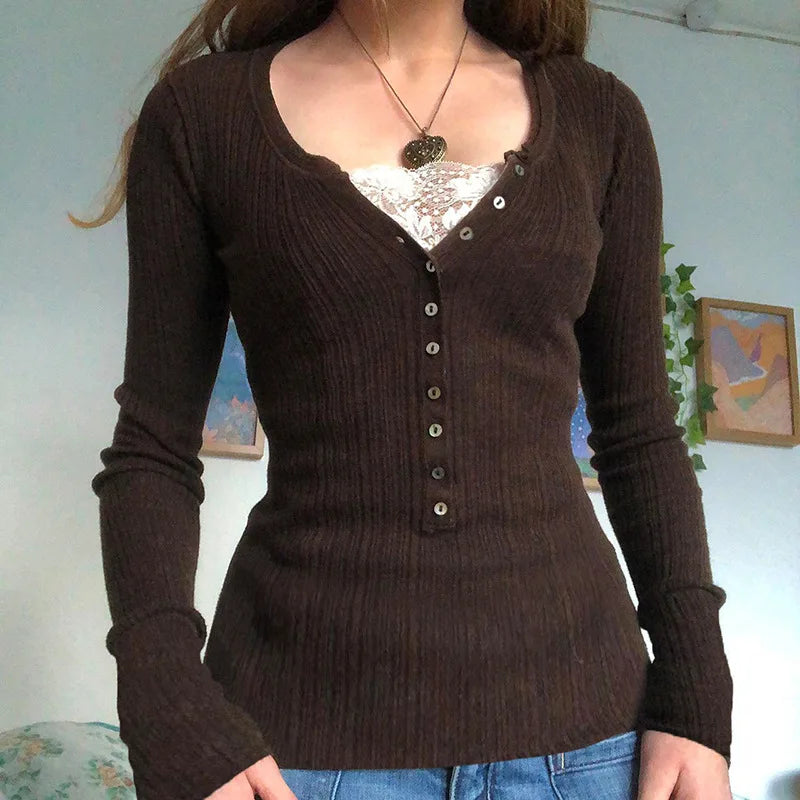 Camille | Top en Maille Ajusté Tendance Élégant