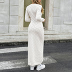 Robe Midi Côtelée en Maille Ivoire