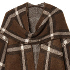 Manteau Court Tricoté à Carreaux avec Écharpe