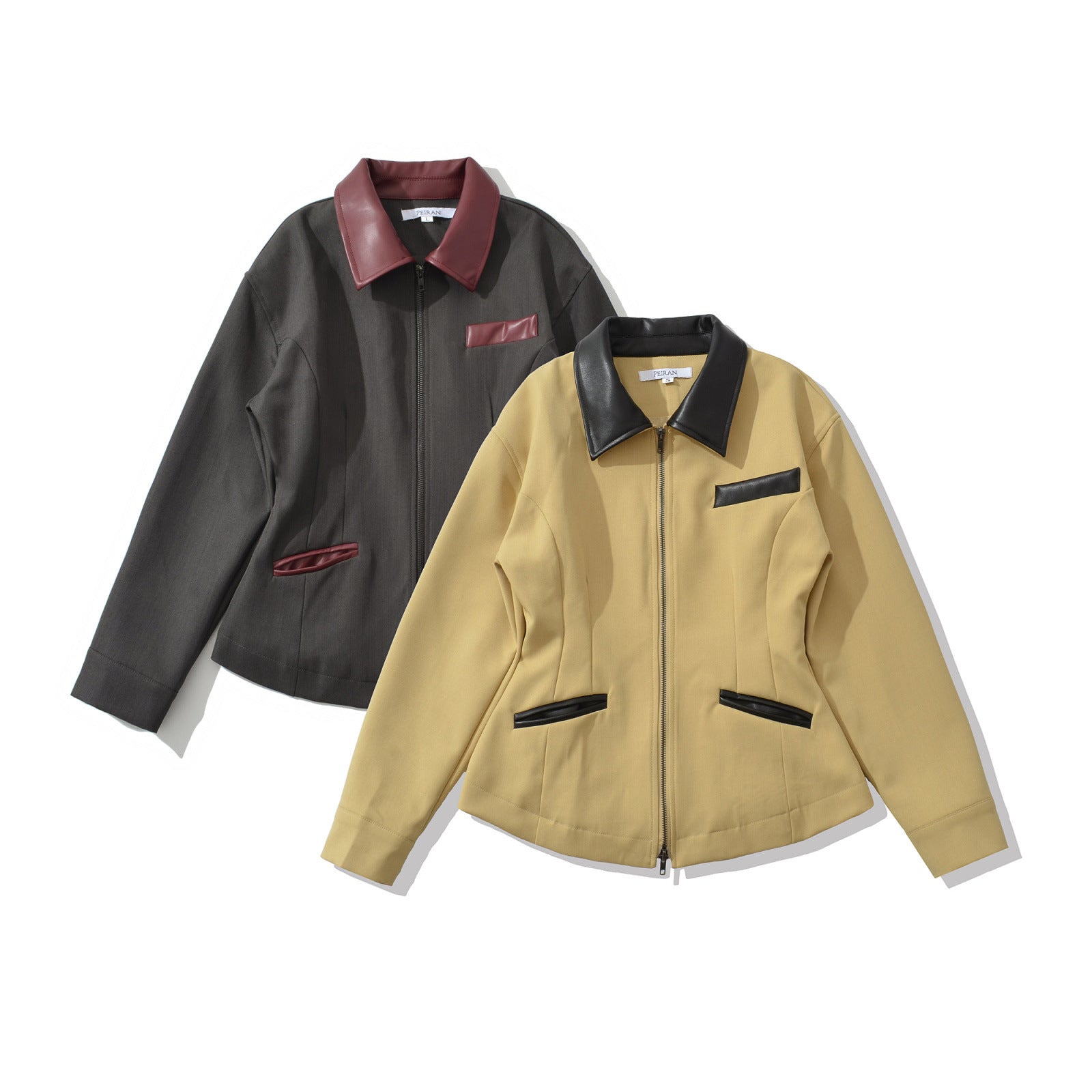 Veste Femme à Col Rabattu et Fermeture Zippée