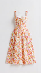 Camille | Robe Midi Fleurie Tendance Printanière Élégante
