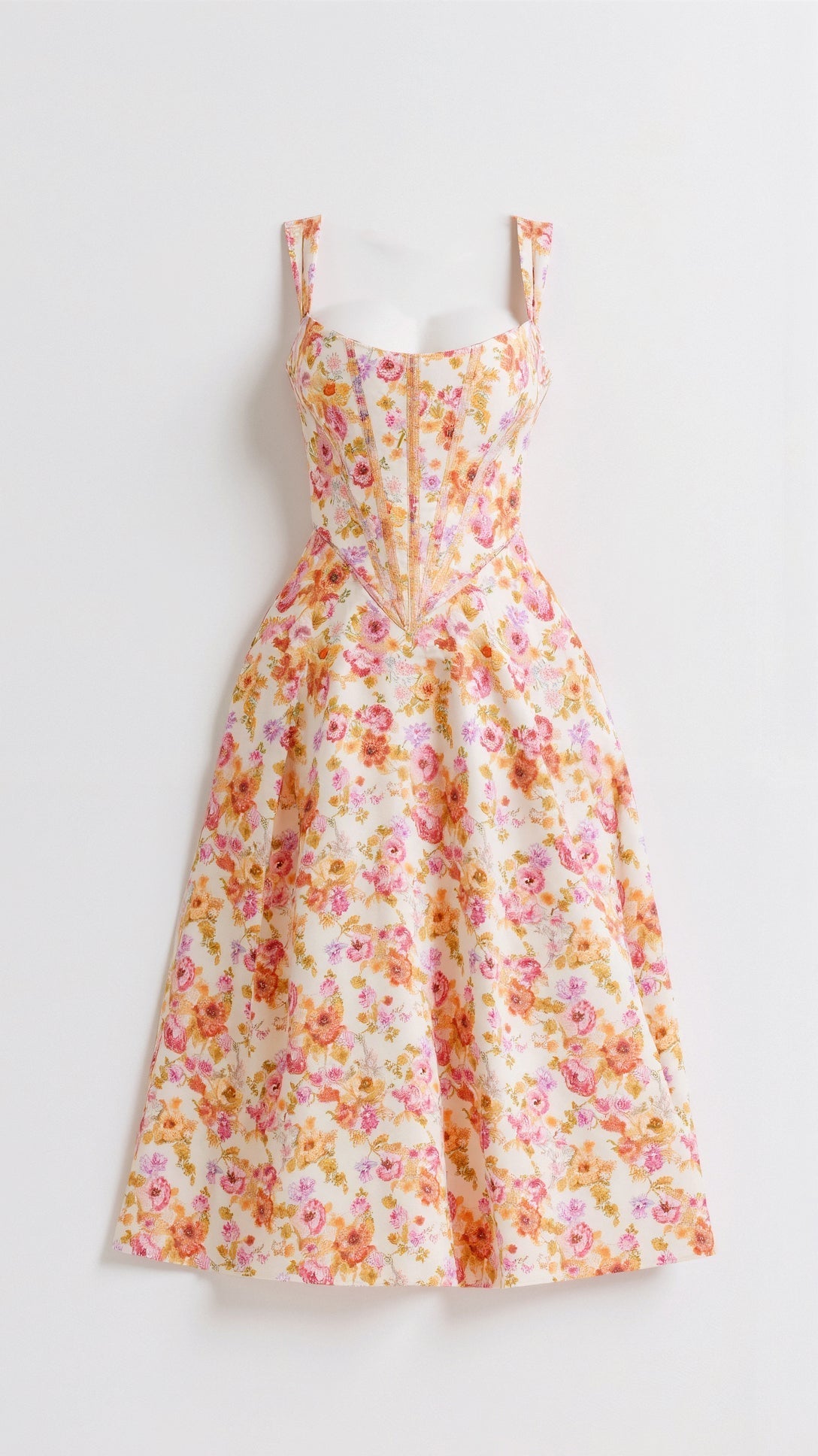 Camille | Robe Midi Fleurie Tendance Printanière Élégante