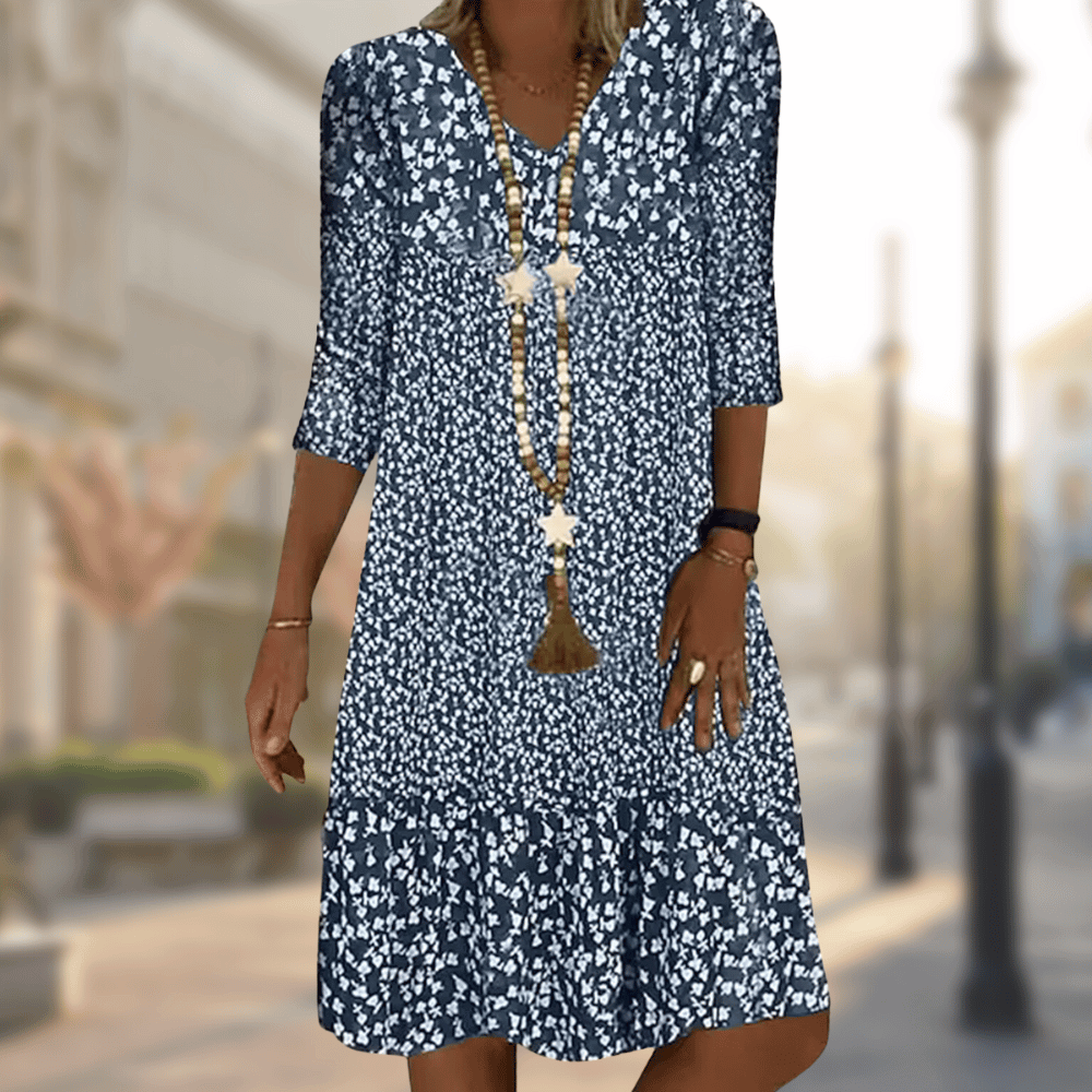 Robe Tunique Femme Fleurie Bohème - Nadine – Bleu