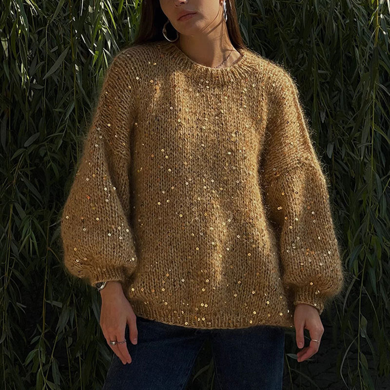 Pull Femme à Sequins en Mohair Lumière