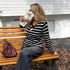 Pull Col V à Rayures & Bretelles Croisées