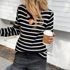 Pull Col V à Rayures & Bretelles Croisées