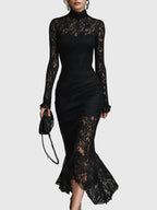 Monica | Robe Maxi Évasée en Dentelle Élégante
