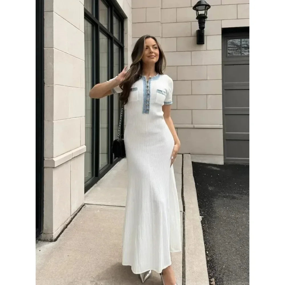 Claire | Robe Maxi Tricotée Été Fluide Élégante