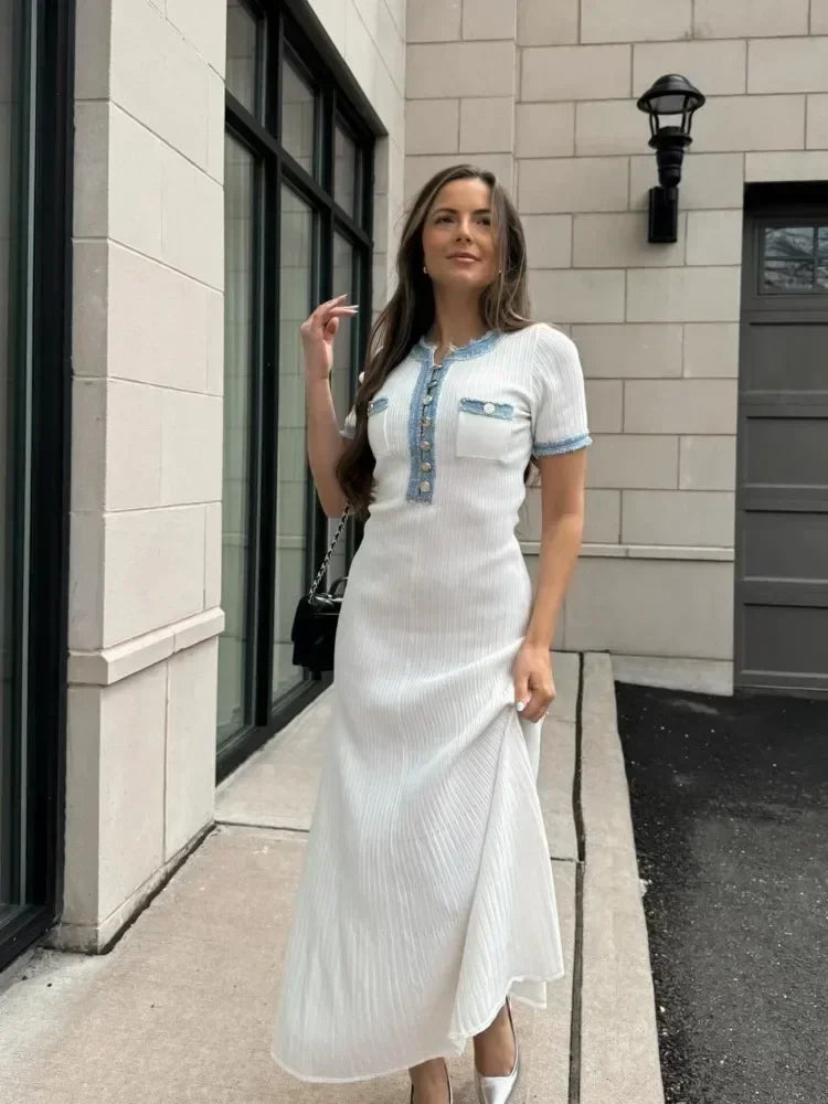 Claire | Robe Maxi Tricotée Été Fluide Élégante