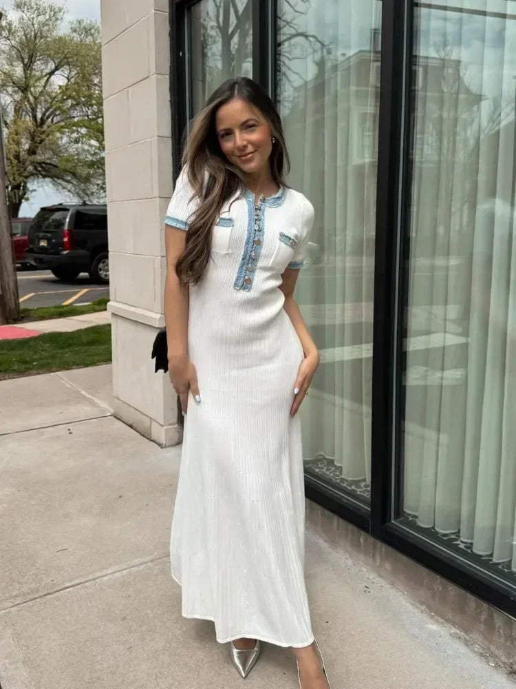 Claire | Robe Maxi Tricotée Été Fluide Élégante