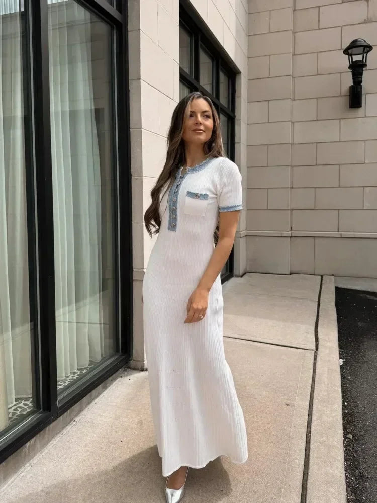 Claire | Robe Maxi Tricotée Été Fluide Élégante