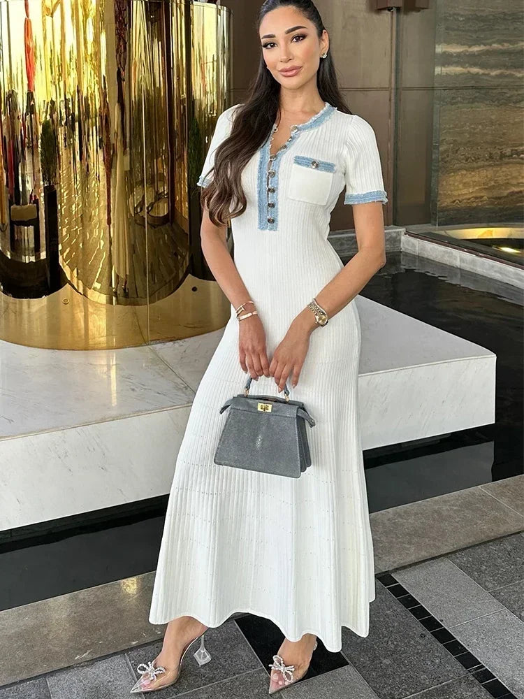Claire | Robe Maxi Tricotée Été Fluide Élégante