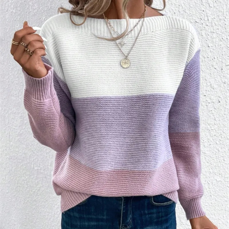 Clara | Pull Tricolore Patchwork Tendance Printanier