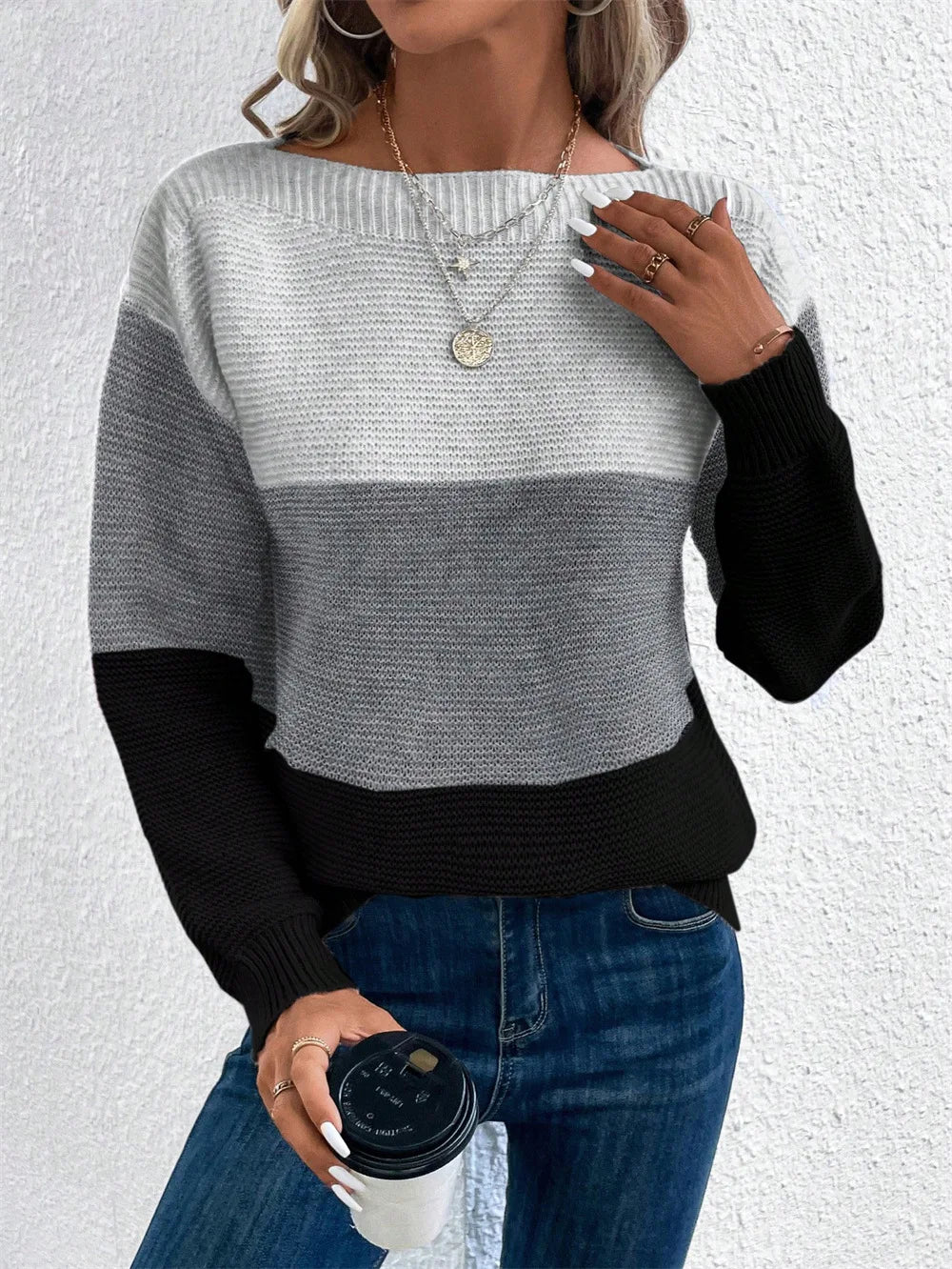 Clara | Pull Tricolore Patchwork Tendance Printanier