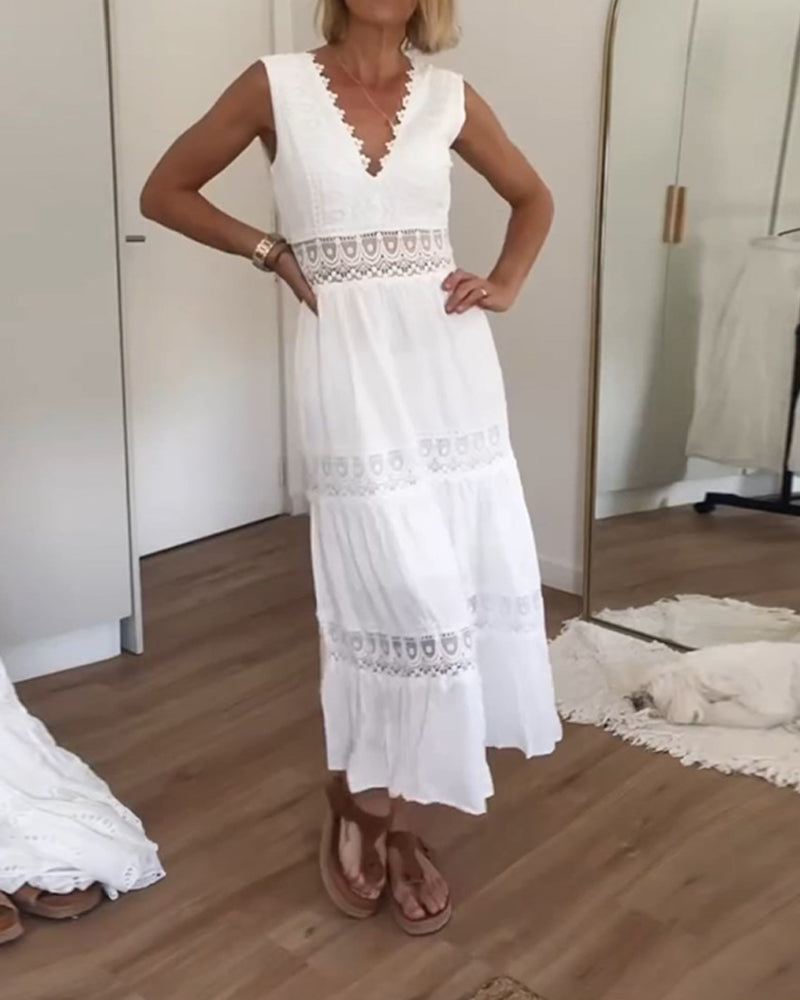 Clara | Robe Midi Aérienne en Dentelle Tendance Élégant