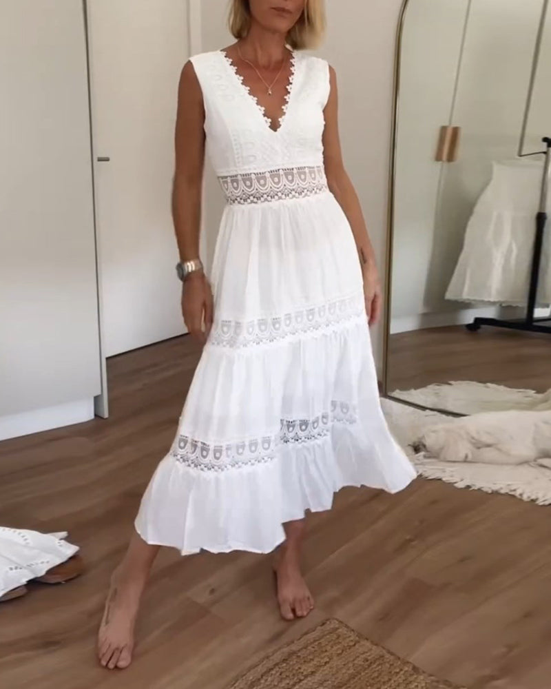 Clara | Robe Midi Aérienne en Dentelle Tendance Élégant