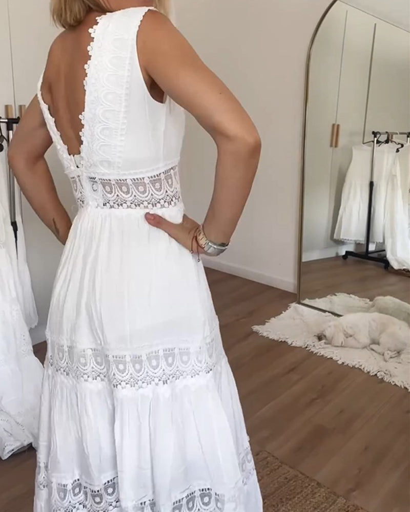 Clara | Robe Midi Aérienne en Dentelle Tendance Élégant