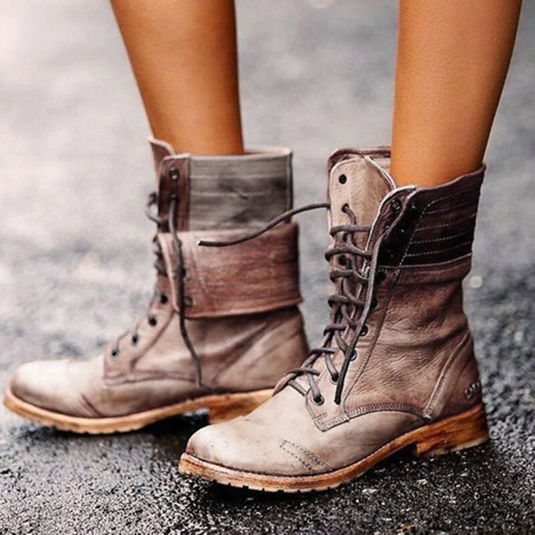 Aurore - Bottines Cuir Lacets Stylées Femme