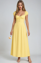 Camille | Robe Maxi Empire Jaune Tendance Éclatant