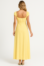 Camille | Robe Maxi Empire Jaune Tendance Éclatant