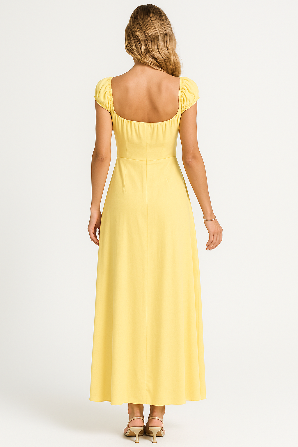 Camille | Robe Maxi Empire Jaune Tendance Éclatant
