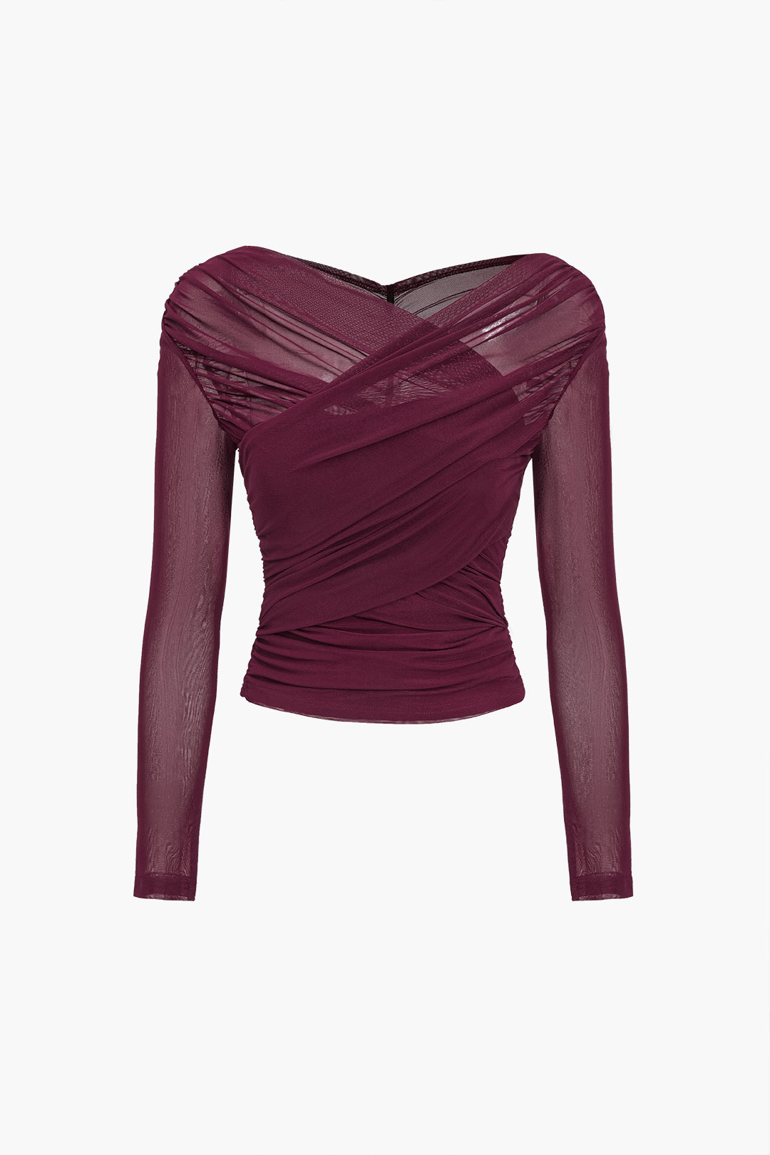Camille | Haut en Maille Transparente Froncé Tendance Élégant