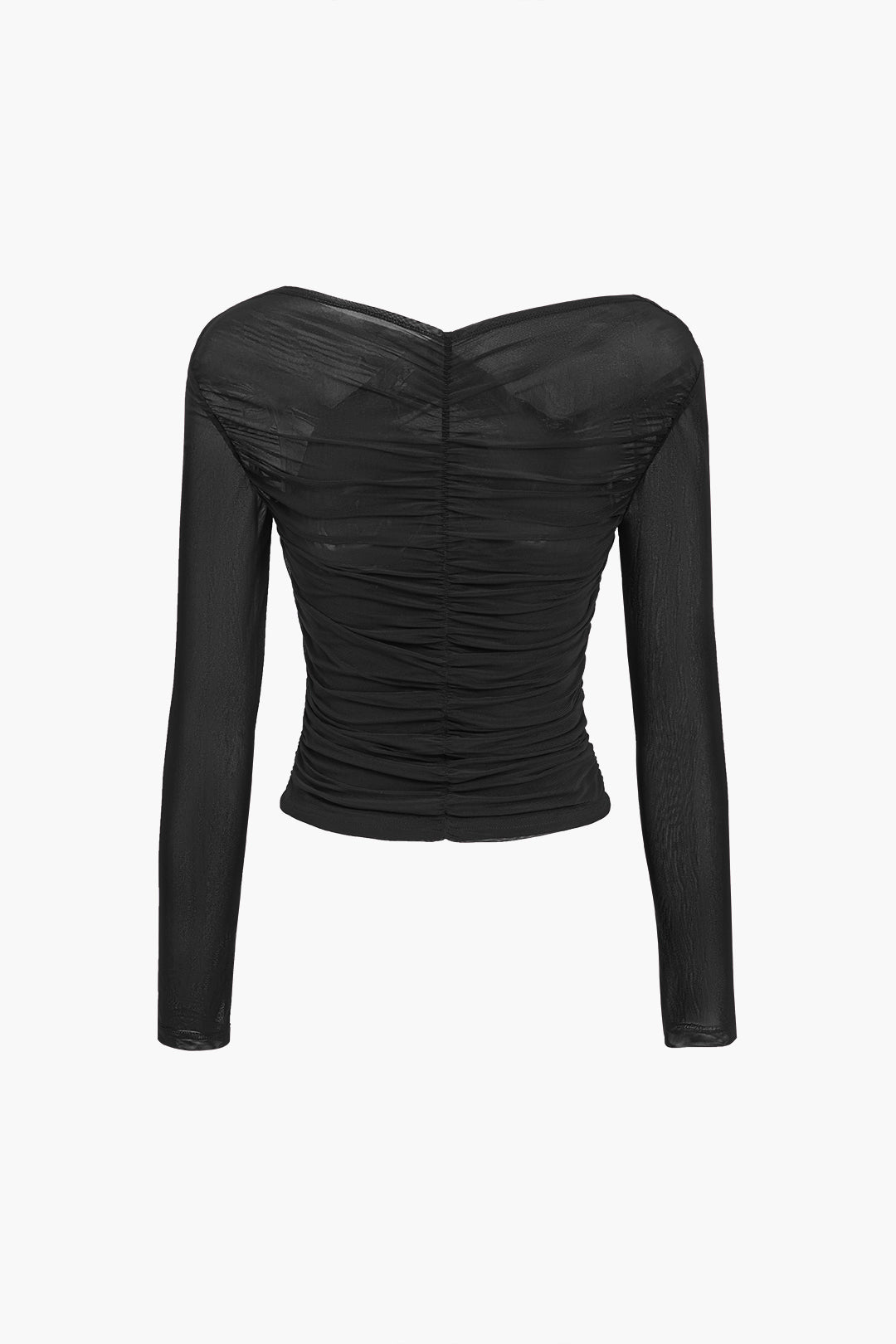 Camille | Haut en Maille Transparente Froncé Tendance Élégant