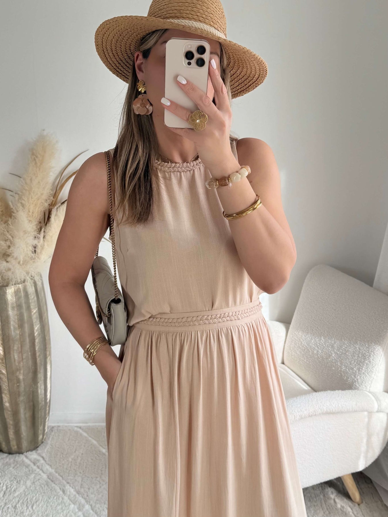 Ensemble haut + jupe beige - Lola