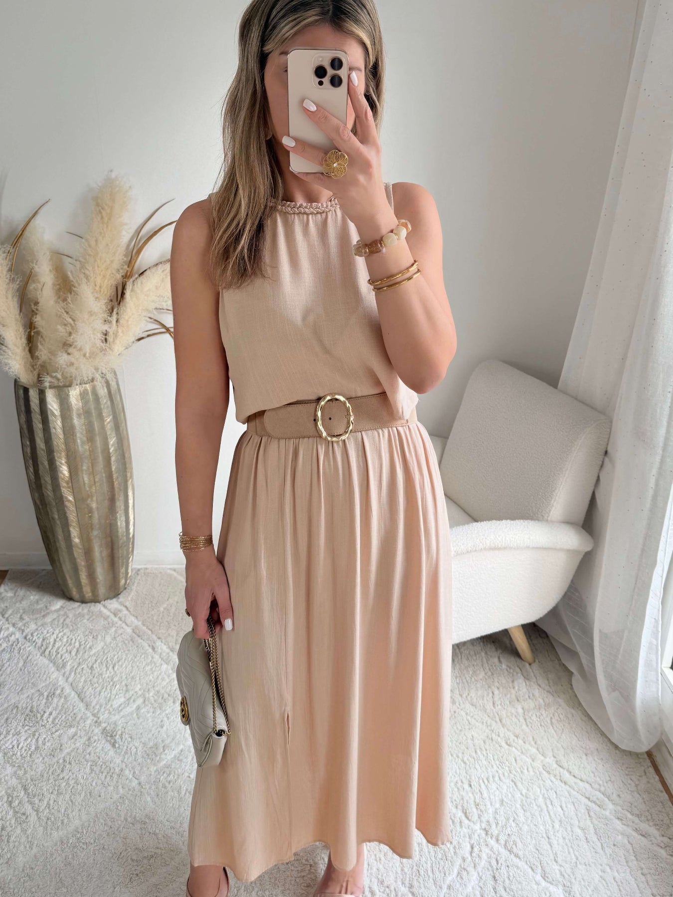 Ensemble haut + jupe beige - Lola
